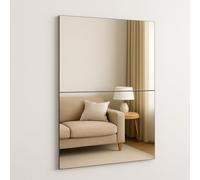 2Pcs Glass Mirror Tiles Self-Adhesive Mirrors Square Wall Mounted DIY Full Body Mirror Makeup Decor Mirrors for Bathroom Living Room Kitchen (40x30cm 2PCS)