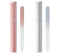 2PCS Glass Nail File with Cases Crystal Nail File Double Sided Tempered Glass File Professional Salon Manicure/Pedicure Filing Tool for Shaping and Styling Natural and Artificial Nails