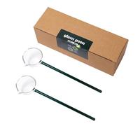 2PCS Glass Soup Ladles Durability with Round Long Handles Soap Ladle Spoon for Home Gatherings and Cafes Borosilicate Glass Soup Ladle