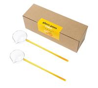 2PCS Glass Soup Ladles Durability with Round Long Handles Soap Ladle Spoon for Home Gatherings and Cafes Borosilicate Glass Soup Ladle