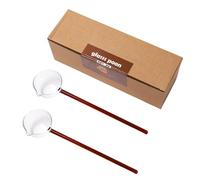 2PCS Glass Soup Ladles Durability with Round Long Handles Soap Ladle Spoon for Home Gatherings and Cafes Borosilicate Glass Soup Ladle