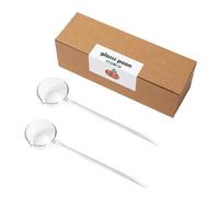2PCS Glass Soup Ladles Durability with Round Long Handles Soap Ladle Spoon for Home Gatherings and Cafes Borosilicate Glass Soup Ladle