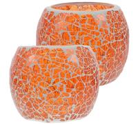 2pcs Glass Tea Light Candle Holder for Table Centerpiece Orange | Decorative Glass Accent, Romantic Dinner Party or Spa Setting, Wedding Birthday Festival and Christmas Decor