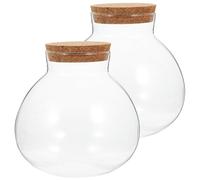 2pcs Glass Terrarium Spherical Cork Sealed Bottle for Moss Plant