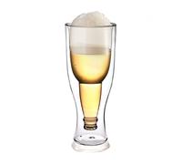 2PCS Glassware Beer Glasses, Upside Down Glasses, Clear Double Wall Insulated Beer Glasses, Beer Cups, Beer Bottle Mug, Funny Inverted Glass Style Cup, Freezable Glass for Men Beer Lovers(250ml)