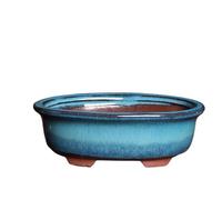 2pcs Glaze Bonsai Pots Ceramic Modern Glaze Succulent Planter Pot with Drainage Hole Vintage Bonsai Mini Glazed Pots Cactus Flower Container Bowl Garden Decoration (14X10X4.5cm)