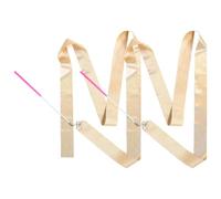 2pcs Glitter Dance Ribbon Streamer with Metal Clasp for Training Props | Satin and Stainless Steel Build, Shimmering Gold and Pink Finish, Stage Performance and Birthday Party Use