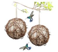 2Pcs Globe Hummingbird Nesters, Handmade Birdhouse and Birdhouse Materials, Bird Nesting Ball Material for Wild Birds, Ideal Gifts for Bird Watching Nature Lovers