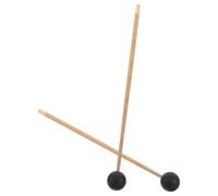 2pcs Glockenspiel Mallets Khaki Wooden Rubber Tip Drum Beaters | Practice and Improvisation Use, Bell and Glockenspiel Application, Metal-rubber Build for Surface Protection