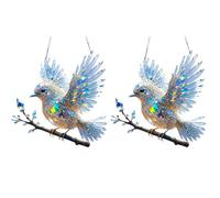 2PCS Gloryboom Spirit Bluebird, Solymall/Graddi/Yifare Spirit Bluebird, Libiyi Crystal Sky Bluebird Stained Art Ornament, Birds on A Branch Suncatcher, Stained Birds Hanging Decoration for Window Home