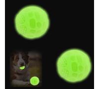 2PCS Glow In The Dark Dog Balls, Durable High Bounce Luminous Rubber Dog Ball Floating, Squeaky Launcher Thrower Interactive Ball Chew Toys indoor and outdoor for Small Medium Dogs