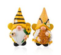 2PCS Gnomes Garden Ornaments, with Sunflower and Bee Design, Gnomes with Bee Theme, Garden Gnomes Outdoor, Decorative Gardens Outdoor for Spring Garden Decor, Patio, Lawn and Flower Beds