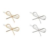 2Pcs Gold and Silver Simple Hair Clips Metal Bow Shaped Hairpin Clamps Hair Accessories for Women and Girls,Hair Care,Clips and Barrettes,Hair Clips