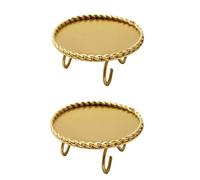 2PCS Gold Candle Plate Holder, Decorative Iron Pillar Candle Holders for Table Centerpiece, Geometry Design Small Storage Tray, Classic Romantic Gold Candle Holder, Candlesticks for Tea Light Holder
