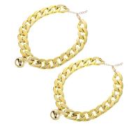 2Pcs Gold Chain Dog Collar with Bell Stylish Pet Necklace Accessories for Small to Medium Dogs for Parties and Everyday Wear Comfortable and Lightweight Design