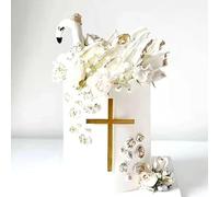 2Pcs Gold Cross Cake Topper - Acrylic Cross Cake Toppers, Christening Cake Decorations for Baptism First Holy Communion Baby Shower