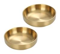 2Pcs Gold Dog Bowls, 5.7 Inch Stainless Steel Polished & Smooth Pet Bowls, Abrasion-Resistant & Easy to Clean for Home Stainless Steel Pet Golden Bowl