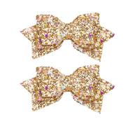 2PCS Gold Hair Bow,Gold Bows for Girls Hair,Sparkling Sequin Little Bow HairPins for Girls,Teens,Toddlers Party Dress Decor Accessory Valentines Gift (Gold)