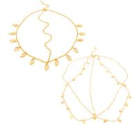2Pcs Gold Leaf Round Tassel Headbands, Greek Goddess Accessories Gold Headpiece Egyptian Headpiece for Women Girls New Year Eve Party