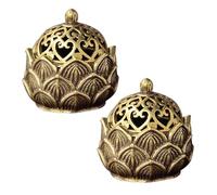 2Pcs Gold Lotus Incense Burner - Vintage Flower Incense Holder - Cone & Stick Incense - Home Fragrance - Decoration (2.9 * 3cm)