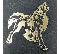 2pcs Gold Metal Wolf Badge Chrome Decal Logo Signs Mobile Phone Cellphone Laptop Ipad Case Cover Box Skin Stickers (Gold)