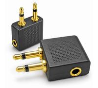2Pcs Gold-Plated Airplane Flight Headphone Adapters, for In-Flight Audio