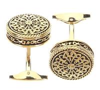 2pcs Gold Vintage Alloy Cuff Links for Men, Floral Cutout Shirt Studs