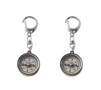 2Pcs Gold Vintage Zinc Alloy Metal Compass with Chain, Key Ring Camping Compass Keychain Navigation Tools Key Ring,Compasses Electronics and Gadgets Recreation Accessories