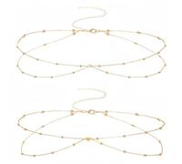 2PCS Gold Waist Chain for Women,Women's Belly Chain,Adjustable Belly Chain Gold Jewelry Se/xy Waist Chain,Gold Plated Stainless Steel Multilayer Belly Chain for Wa/ist,Go/ld Be/lly Ch/ain