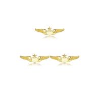2PCS Gold Wings Pin 2.32" Alloy Gold Pilot Badge Flight Attendant Pin Brooch for Hat, Shirt, Uniform, M, Copper, no gemstone