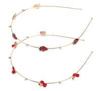 2pcs Golden Alloy Cherry Headband for Brides Bridesmaids Wearable | Delicate Fruit-inspired Hoop, Sturdy Build, Suitable for Family Gatherings and Parties, Unique Fashion Taste