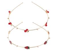 2pcs Golden Alloy Cherry Strawberry Headbands for Women