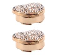 2pcs Golden Alloy Heart Shaped Rhinestone Button Covers