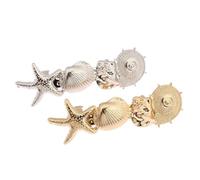 2pcs Golden Alloy Shell Starfish Hair Clip for Women | Ethnic Style, Creative Simple Chic Design, Easy to Use and Comfortable, Graceful Sweet Temperament