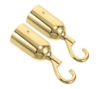 2pcs Golden Aluminium Alloy Rope Barrier Hook Cap for Stanchion Ropes | Crowd Control Connector, Easy Install Fitting for Exhibitions and Banks, Sturdy Compatibility