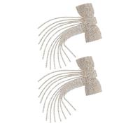 2pcs Golden Bow Hair Clips with Rhinestones and Tassels