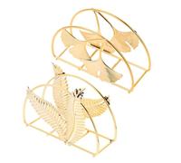 2pcs Golden Iron Napkin Holder Leaf Pattern for Cafe Tables | Stable Standing Design, Smooth Edges without Burrs, Tidy Storage for Tissue and Paper Serviettes