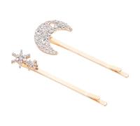 2pcs Golden Moon and Snowflake Hair Clips Zinc Alloy Retro Set