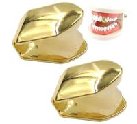 2Pcs Golden Solid Hip Hop Teeth Plain,Hip Hop Gold Single Tooth Cap,Shiny Hip Hop Teeth Grill Caps,Golden Single Tooth Fang Caps,Hip Hop Teeth Grill Bling Slugs Decoration & Party Accessories