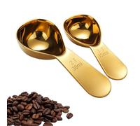 2PCS Golden Tablespoon Coffee Scoop 15ml 30ml Stainless Steel Coffee Bean Measuring Spoon Short Handle Measure Scooper for Powder Loose Tea Ground Sugar Flour Protein Flour Jars