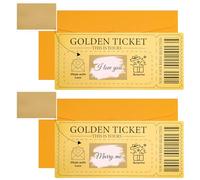 2PCS Golden Ticket Scratch-Off Cards with Envelopes Golden Ticket Surprise Scratch Off Card Reveal Surprise Ticket for Writing Special for Birthday, Gifts for Girlfriends,Wives,Valentine's Day Cards