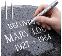 2pcs Golden Tombstone Marker Pen, for Restoring Faded Grave Inscriptions, Waterproof Stone Touch-up Pen, Strong Coverage, Ideal for Gravestone Lettering and Memorial Inscriptions