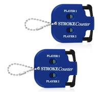 2pcs Golf Stroke Counter, Mini Golf Score Keeper Handy Portable 2-Player Shot Clicker Scorekeeper with Key Chain for Different Kinds of Competitions and Games (Blue)