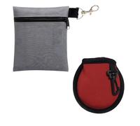 2PCS Golf Tee Bag, Golf Accessories Set with Cleaner Pouch, Oxford Fabric Golf Tee Bag and Ball Washer Pouch, Compact and Lightweight Design for Golf Enthusiasts(Gray, Red)