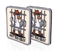 2pcs Got Too Silly Goose Patch, 3 Inch Funny Arrested Goose Hook and Loop Embroidery Patches Meme DIY Embroidered Patches for Clothes Backpack Hat Jeans