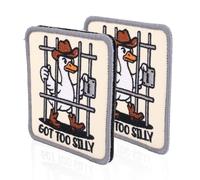 2pcs Got Too Silly Goose Patch, 3 Inch Funny Meme Arrested Goose Hook and Loop Patches & Sew On/Iron On Embroidered Applique for Vest Hat Backpack Jacket DIY Enthusiasts