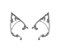 2Pcs Gothic Non-Pierced Fairy Elf Ear Cuffs Earrings for Women Gold Metal Cat Mermaid Hip Hop Clip on Vintage Hollowed Punk Cartilage Climber Earrings, Alloy Steel, No Gemstone