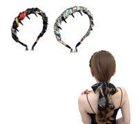2PCS Gotysles Sweet Floral Wide Brim Bow Hairband, High Cranium Headband, With Teeth Hoop,For Women and Girls (2pcs-D, one size)