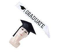 2pcs Graduate Hat and Letter Printing Sash Set Graduation Party Decoration Accessories Festive Etiquette Belt for Celebrating Graduation Ceremonies and Events