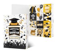 2Pcs Graduation Advent Boxes, 12 Days Countdown Calendar with Black Gold Theme, Empty Advent Calendar for Women & Men, High School & College Grads